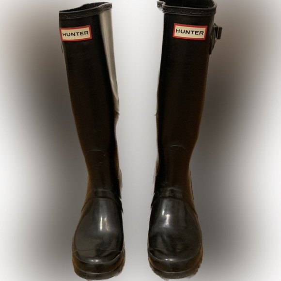 Hunter Classic Gloss Black Tall Rain All Weather boots Women’s US 7 EXCELLENT - Picture 2 of 13